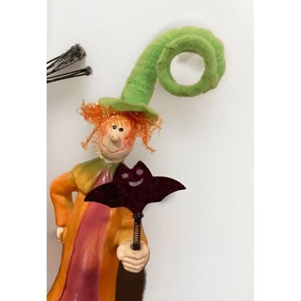 K's Collection Halloween Witches set of Two Figurines Bat‎ Broom Fancy